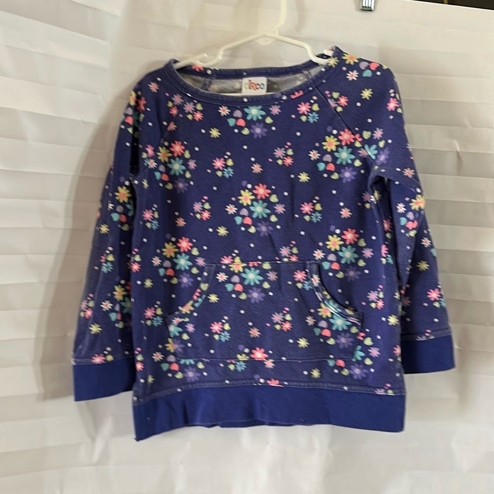 Circo Girls Purple Floral Pullover Sweatshirt Size XS Long Sleeve Casual Top